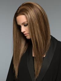 Blonde 18" Straight Wig Long Human Hair Without Bangs