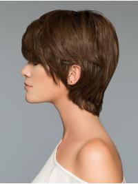 Brown Cropped Straight Boycut Wig Short Trendy Human Hair
