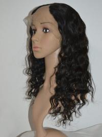 18" Long Curly Black Wig High Quality 100% Human Hair