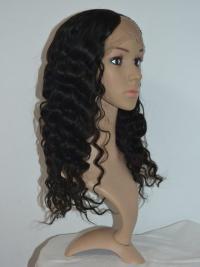 18" Long Curly Black Wig High Quality 100% Human Hair