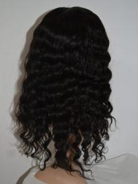 18" Long Curly Black Wig High Quality 100% Human Hair