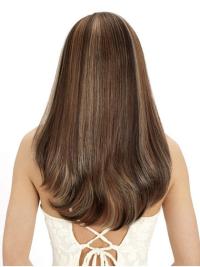 22" Straight Light Brown Human Hair Wig Lace Front Long