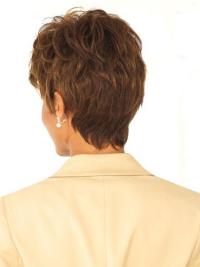 Modern Brown Wavy Boycut Wig Cropped Style, Human Hair