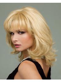 Chin Length Blonde Layered Human Hair Wig Capless