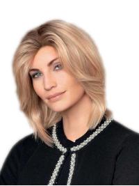 Layered Straight Blonde Wig 12" Hand-Tied Real Hair
