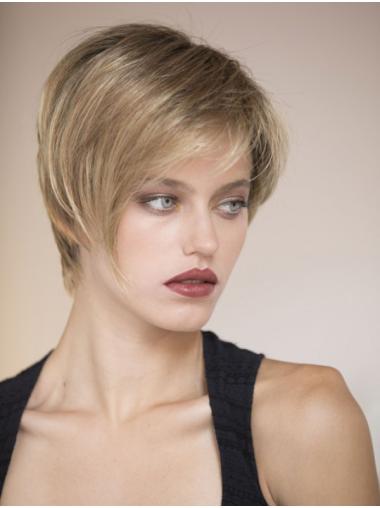 Short Straight Human Hair Wigs Capless Cap