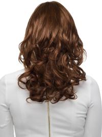 Women Wavy Brown Real Human Hair Wig 16" Long