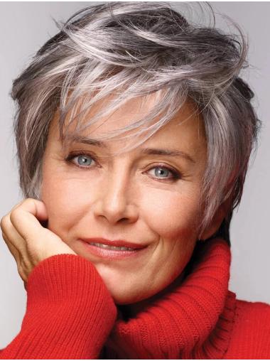 Short 8inch Wavy Grey Wig Synthetic Hair for a Stylish