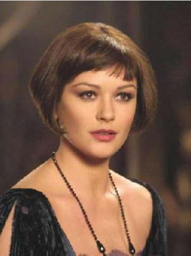 Remy Human Hair Bob Wig Short Brown Straight Style