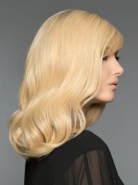 Blonde Wavy Wig 16" Long, Hand-Tied Human Hair