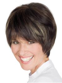 Short Brown Human Hair Wig Straight Lace Front