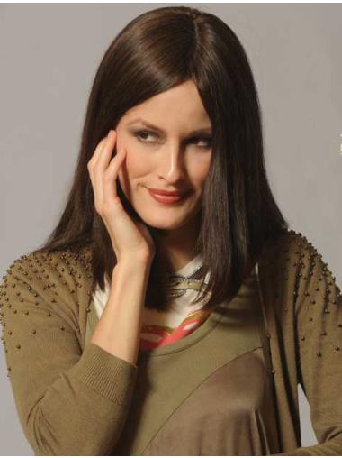 Capless Brown Long Synthetic Wig 14" Fashionable