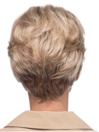 Short 8" Blonde Human Hair Wig For Older Women