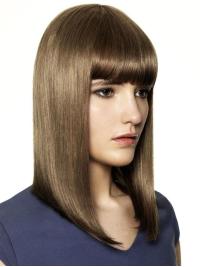 Shoulder Length Straight Human Hair Wigs Friendly