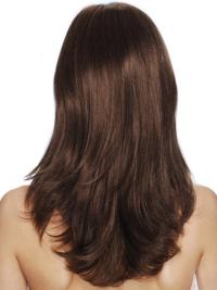 Suitable Straight Long Brown Wig 100% Human Hair Comfort