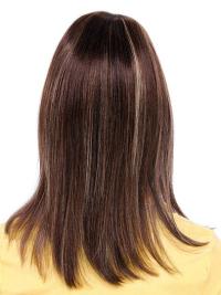Medium Length Auburn Human Hair Wig Straight Style