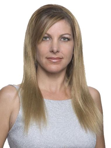 Long Blonde Straight Human Hair Wig Natural Look