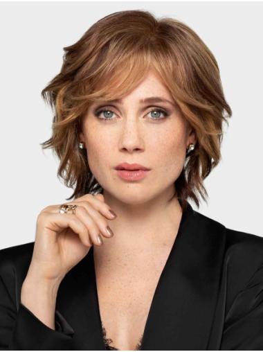 Chin-Length Wavy Bob Wig in Auburn - 100% Hand-Tied Remy Human Hair