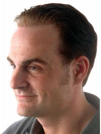 Short Monofilament Wavy Wig Toupee for Men