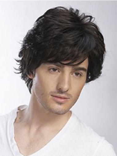 Short Natural Hair Wigs for Men, Remy Human Hair
