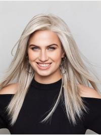 Long Grey Synthetic Wig Straight for Daily Wear