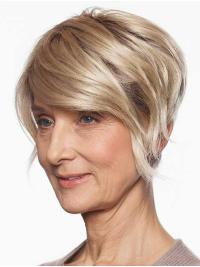 Blonde Short Straight Boycut Older Women Synthetic Wigs