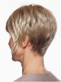 Blonde Short Straight Boycut Older Women Synthetic Wigs
