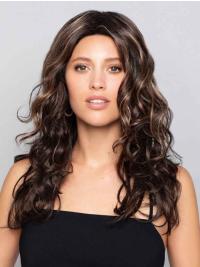 Long Brown Curly Synthetic Wig with Monofilament Top