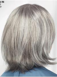 Chin Length 12" Grey Lace Synthetic Wig for Women