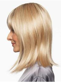 Medium Length Blonde Straight Layered Synthetic Wig