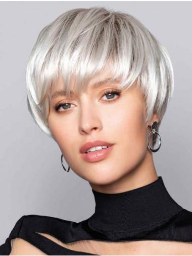 Short Cropped Grey Wig Straight, Capless Design for a Sleek Look