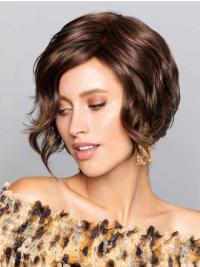Short Wavy Brown Synthetic Women Wig Capless Cap