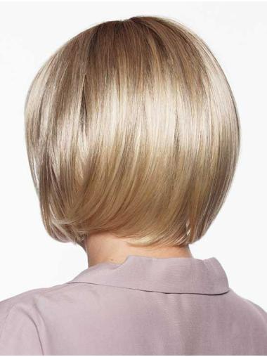 Straight Blonde Bob Wig Chin-Length Synthetic Hair