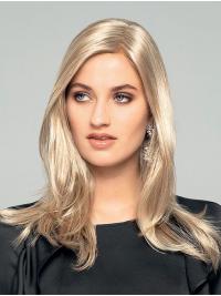 Long Blonde Straight Wig Without Bangs Synthetic Capless Cap