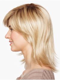12inch Layered Straight Blonde Synthetic Wig Chin Length