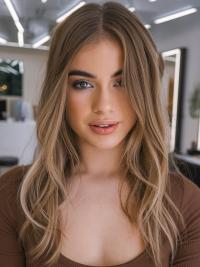 Long Blonde 16inch Straight Synthetic Wig Without Bangs For Sale