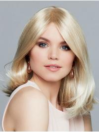 Medium Length Straight Blonde Synthetic Wig Without Bangs