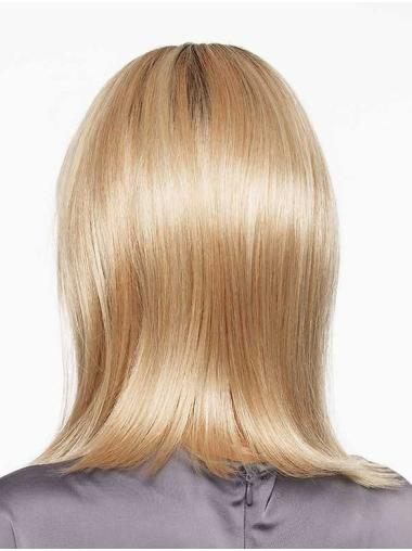 Medium Straight Layered Blonde Wig Monofilament, Synthetic for Women