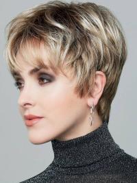 Short 6" Blonde Synthetic Wigs Layered Straight