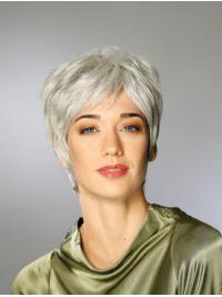 Lace Front Grey Boycut Wig Short Synthetic Hair