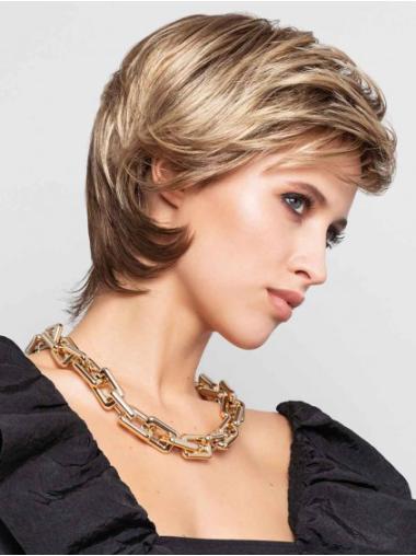 Short Wavy Synthetic Wigs Capless Boycut Style