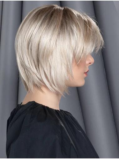 Platinum Blonde Monofilament Bob Wig 10inch Straight Style