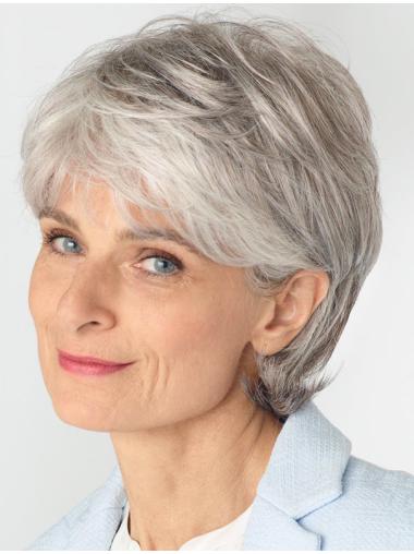 Realistic Grey Short Human Hair Wigs Natural Look