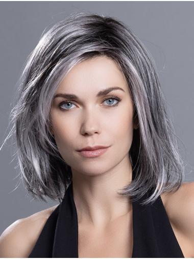Grey Straight Bob Wig Shoulder-Length Monofilament Style