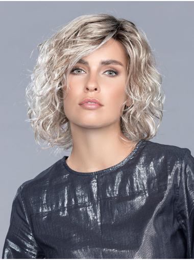 Curly Lace Front Wig Monofilament, Layered Shoulder-Length