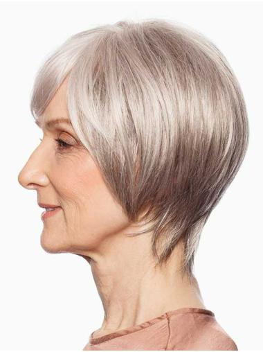 White Straight Bob Wig - Chin-Length Synthetic with Lace Front