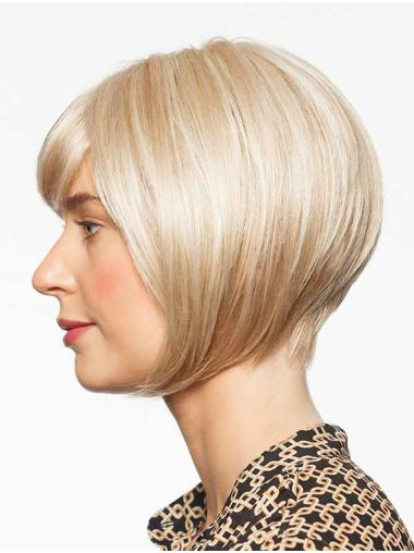 Chin-Length Blonde Bob Wig - Straight Synthetic Hair