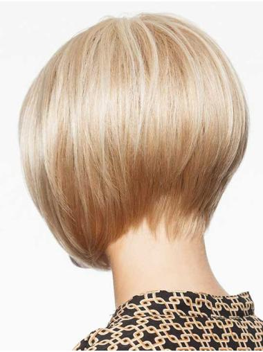 Chin-Length Blonde Bob Wig - Straight Synthetic Hair