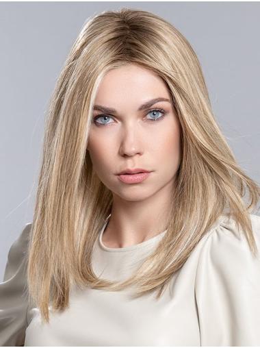 16" Long Straight Blonde Synthetic Wig - Capless Cap