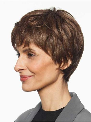 Brown Boycut Wig - Straight Women Synthetic Style Short Length